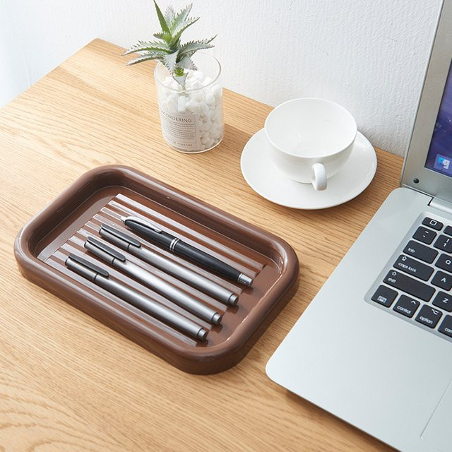Schreibtisch-Organisationsbox aus Kunststoff in Braun zur Aufbewahrung von Schreibwaren und Make-up - Bild 1