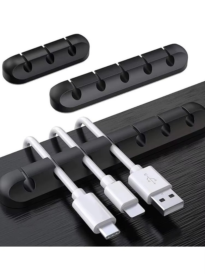 Mrgabwte Silikon-Kabelorganizer in Schwarz als Kabelaufwickler und Desktop-USB-Kabelmanagement-Clips für Maus, Kopfhörer und Ladekabel - Bild 7