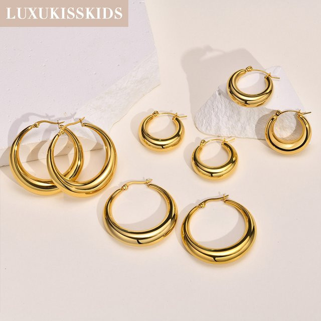 LUXUKISSKIDS Creolen, Edelstahl, Bicolor, Vintage, Damen - Bild 1