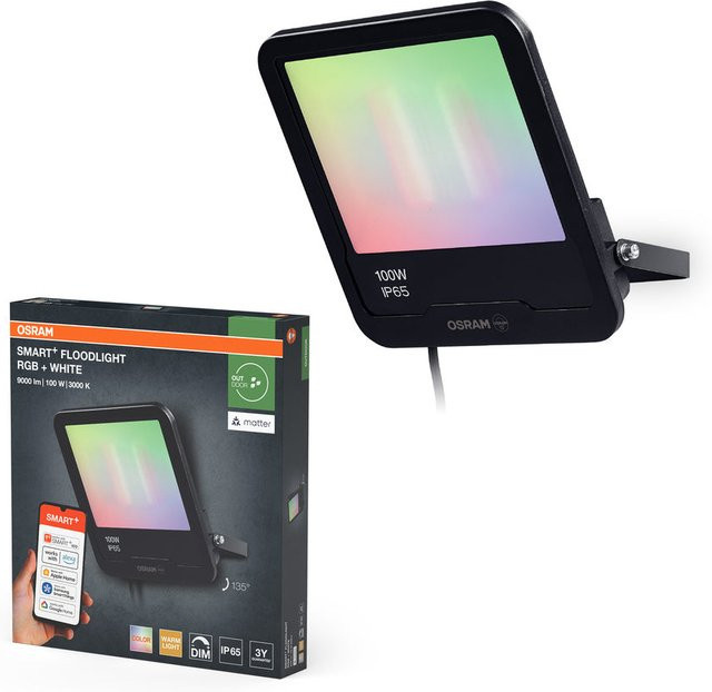 OSRAM SMART+ MATTER LED-Fluter RGBW, 30W, 2400lm, Schwarz, IP65, WiFi, Matter, Alexa und Google Assistant kompatibel - Bild 1