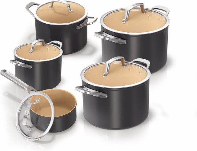 Ninja Keramik Topfset mit Deckel, Schwarz, Aluminium und Edelstahl - Bild 1