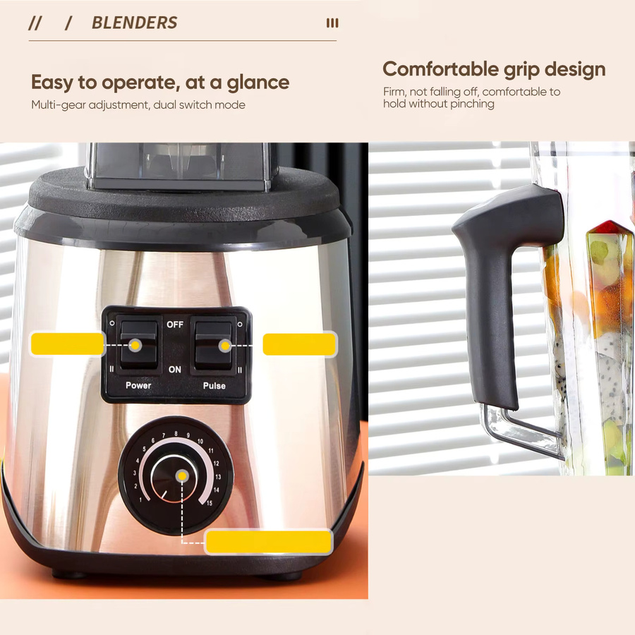 Vremota 3-in-1 Tischmixer und Smoothie-Maker in Silber aus Edelstahl mit 3 Behältern (0,5 l, 1,5 l und 2,5 l) - Bild 4
