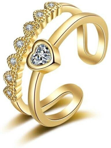Allbestart Ring 925 Silber, vergoldet, Zirkonia, Damen - Bild 1