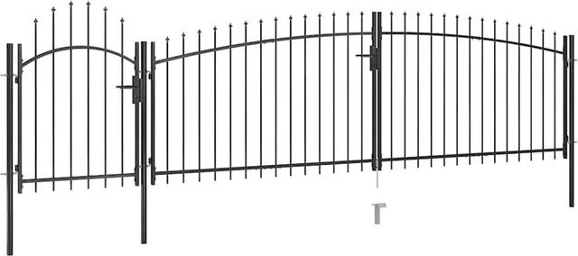 vidaXL Gartentor mit Speerspitzen aus Stahl in Schwarz, B: 5 m, H: 1,75 m - Bild 1