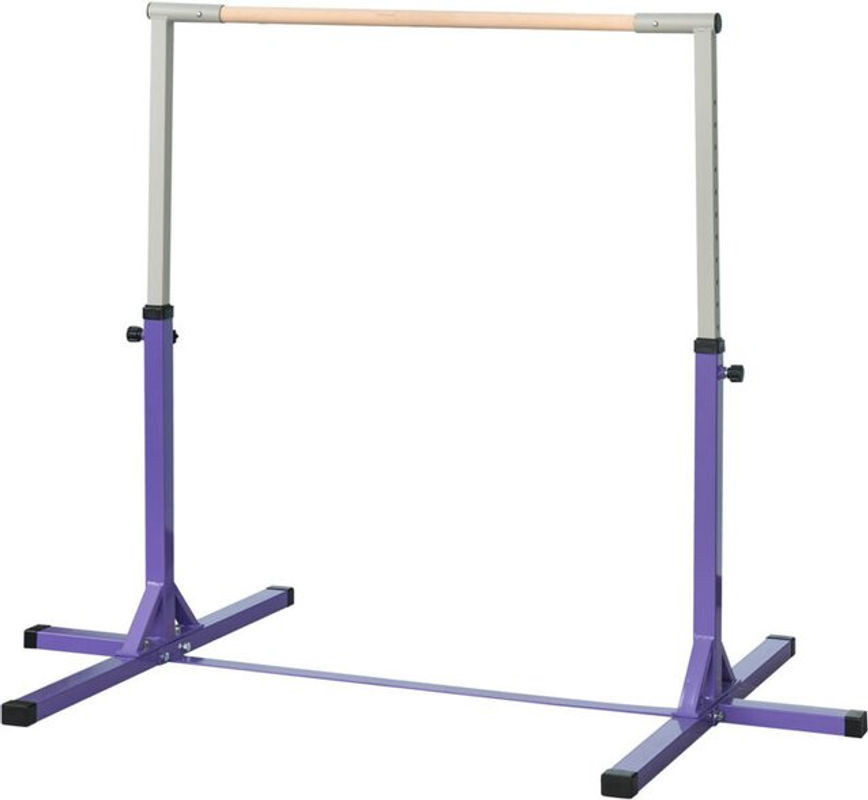 HOMCOM Gymnastik-Turnreck in Violett mit Buche-Reckstange, 13-stufig höhenverstellbar, stabile Stahlkonstruktion bis 75 kg belastbar - Bild 1