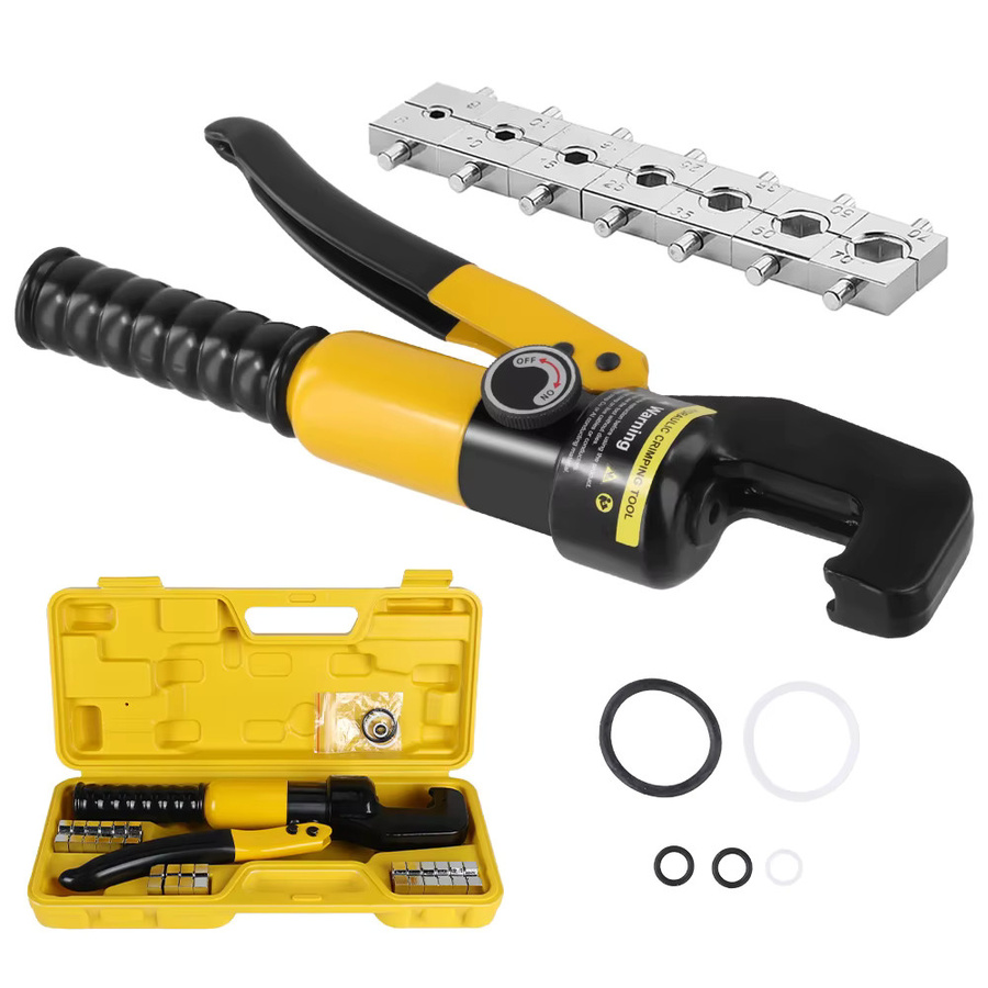 Podofo Hydraulische Kabelschuh-Crimpzange 10T in Gelb für 12 bis 2/0 AWG Elektrische Anschlusskabel - Bild 2