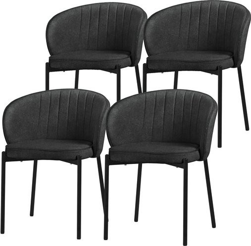 ML-Design 4er Set Esszimmerstühle Anthrazit mit Armlehnen und Metallbeinen - Bild 1