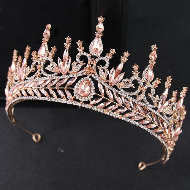Wucifang Jewelry Tiara, Roségold, Pfirsichfarben, Kristall, Strass, Damen - Bild 1