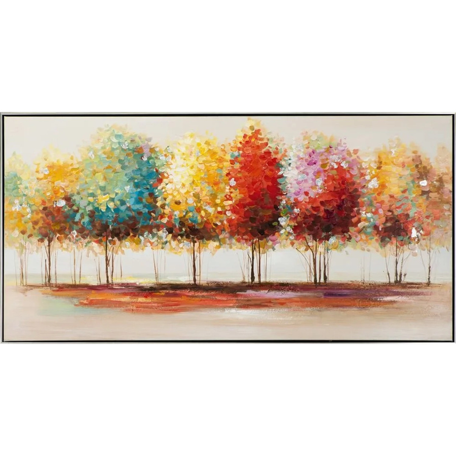 Art Universe Leinwandbild Bunter Herbstwald Modern Abstract Natur Motiv in Multicolor und Blau, Breite: 72 cm, Höhe: 142 cm - Bild 2