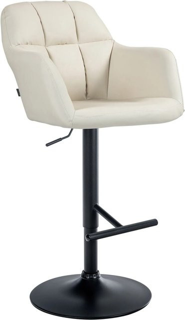 DELUKE Barhocker TUBEL höhenverstellbarer Barstuhl aus Kunstleder mit Lehne und 360 Grad Drehbarkeit in Creme und Schwarz, B/T/H: 57 x 59 x 97 cm - Bild 1