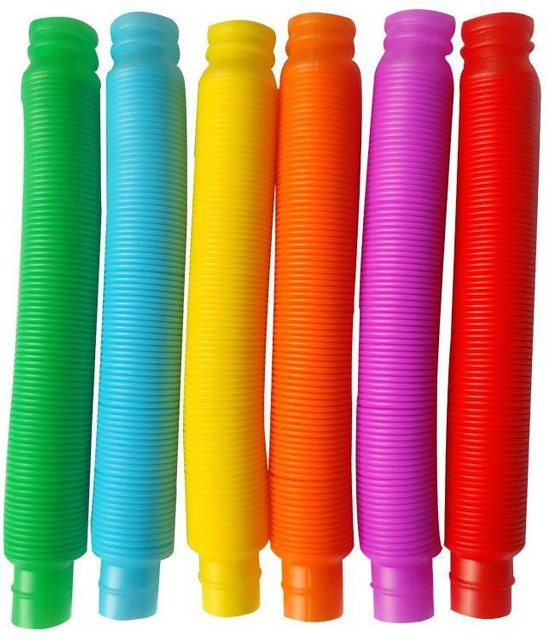 6 Stück Pop-Röhren, Bunte Teleskopische Dehnbare Wellrohre, Faltspielzeug - Bild 1