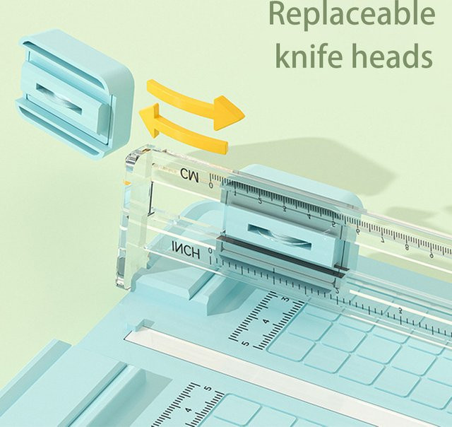 4-in-1 Manueller Zweiweg-Papierschneider mit 4 Schneidköpfen für Gerade, Perforation, Wellen und Falzen in Lila - Bild 1
