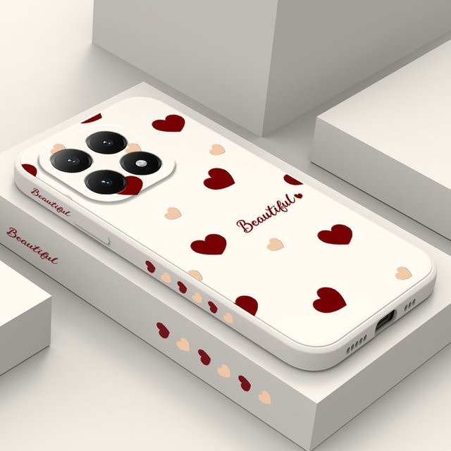 Silikon-Handyhülle mit rotem Herz-Design für Xiaomi und Redmi Modelle in Rot und Weiß - Bild 1