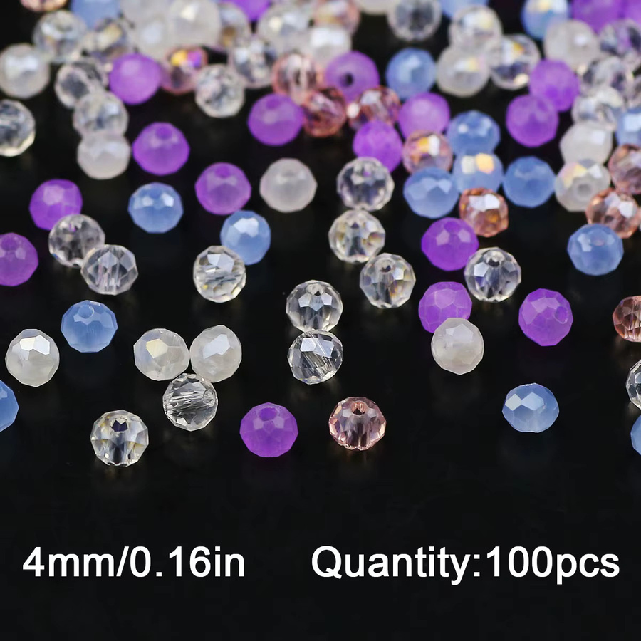 JHNBY Kristallglas Spacer Perlen, Lila Mix, 4mm, Unisex - Bild 2