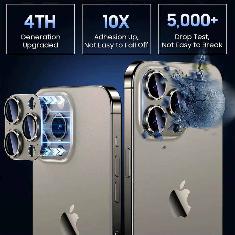 BRYNTHORX Metall-Kameraschutz für iPhone 16 15 14 Pro Max und Plus mit gehärtetem Glas in Schwarz - Bild 4