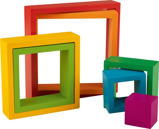 PLAYTIVE Regenbogen Montessori Holz Stapelquadrate ab 1 Jahr