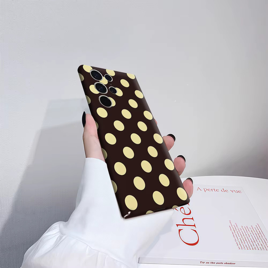 Stoßfeste doppellagige Handyhülle mit Polka Dot Muster für Samsung Galaxy S25 Ultra, S24 und S23 Ultra Plus in Beige - Bild 3