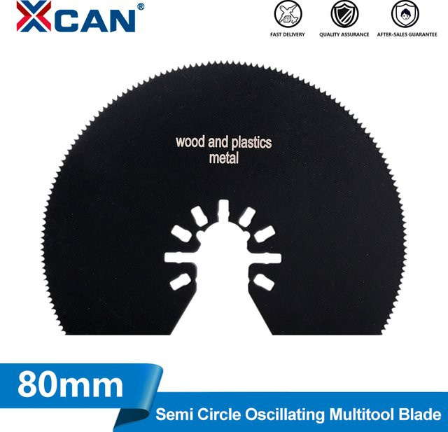 XCAN HCS Multifunktions-Sägeblätter für oszillierende Sägen, Halbkreis und gerade Ausführung zum Schneiden von Holz und Kunststoff, 80 mm - Bild 1