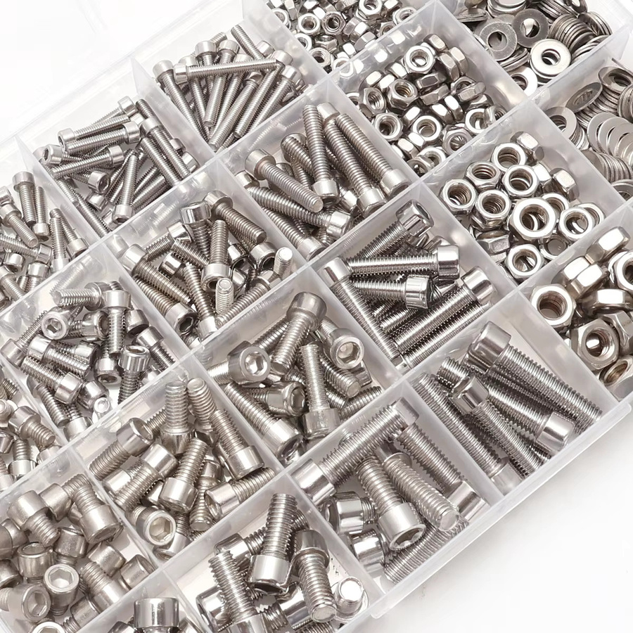 480-teiliges Edelstahl-Set mit Sechskantmuttern, Bolzen, Unterlegscheiben und Becherkopfschrauben in Silber, Größen M3, M4, M5, M6 - Bild 4