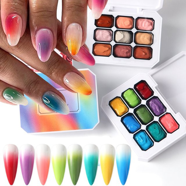 Full Beauty Nagel-UV-Gel-Lack, 9 Farben, Regenbogen-Farbverlauf, Glänzend - Bild 1
