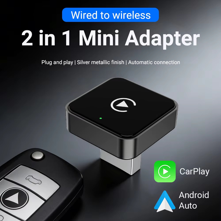 HANG JING 2-in-1 Smart Mini Auto-Adapter Schwarz – Kabelloser CarPlay und Android Auto Universal-Dongle für dein Auto-Entertainment mit Plug-and-Play - Bild 6