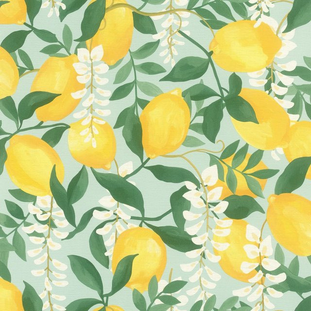 Rasch Selbstklebende Vliestapete Portofino Botanisches Design, Farbe Blau oder Gelb oder Grün, B: 0,53 m, L: 6,00 m - Bild 1