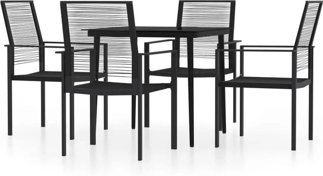 vidaXL 5-teilige Garten-Essgruppe in Schwarz mit Glastisch und Polyrattan-Stühlen - Bild 1