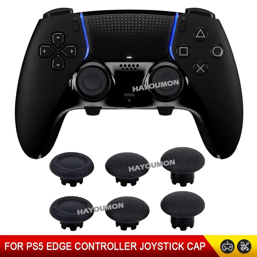 Pogopirate 6-in-1 Ersatz-Analogsticks für PS5 Edge Controller, Schwarze Kunststoff-Joystick-Daumenknöpfe - Bild 3