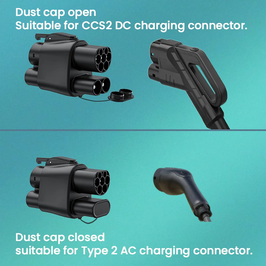 FITMPH 2-in-1 CCS2 zu CCS1 EV-Ladegerät-Konverter DC-Schnellladungsadapter für Elektrofahrzeuge in Schwarz (bis 250kW) - Bild 4