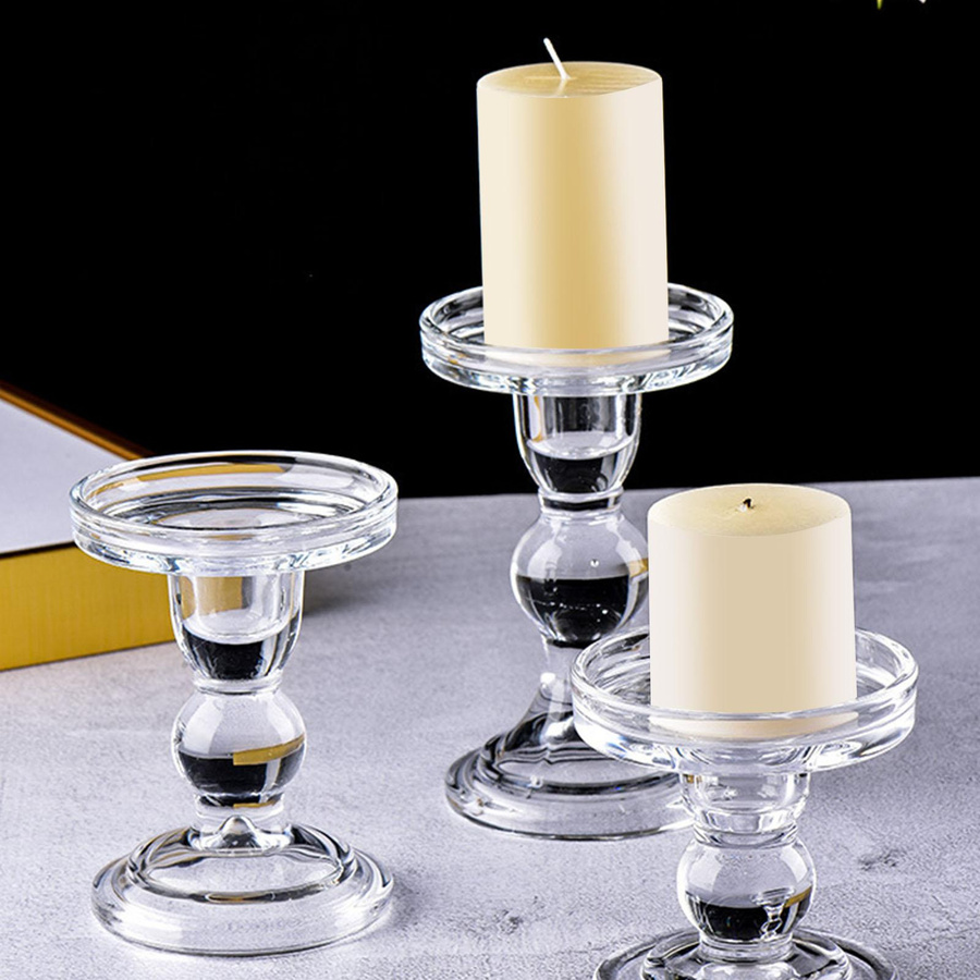 Fishine Kerzenleuchter-Set aus Glas in Transparent, 3 Stück für Hochzeit und romantische Anlässe - Bild 5