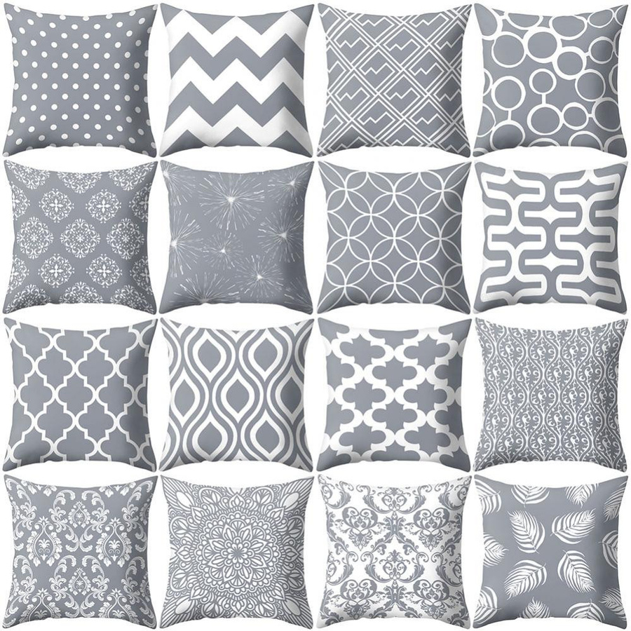 Yiran Furniture Kissenbezug mit geometrischem Design, quadratisch, grau, B/T/H: 45 x 45 x 45 cm - Bild 1