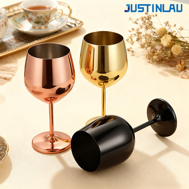 JUSTINLAU Rotwein-Cocktailbecher aus Edelstahl in Gold oder Silber, 500 ml - Bild 1