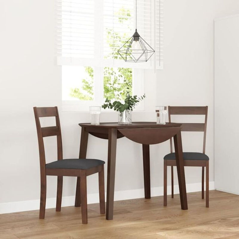 2er Set Esszimmerstühle aus Massivholz Gummibaum mit Kissen in Braun von Vidaxl - Bild 1