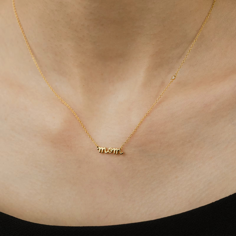 ANDYWEN Halskette mit Buchstaben Mama Anhänger, 925 Silber, Gold, Damen - Bild 2