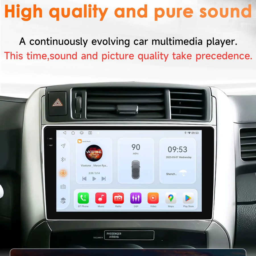 Hizpo Android 14 Autoradio für Toyota Corolla Verso 2009-2018 mit Qualcomm Snapdragon 6115 8-Core, 2Din Multimedia System mit GPS und 4G, Schwarz - Bild 4
