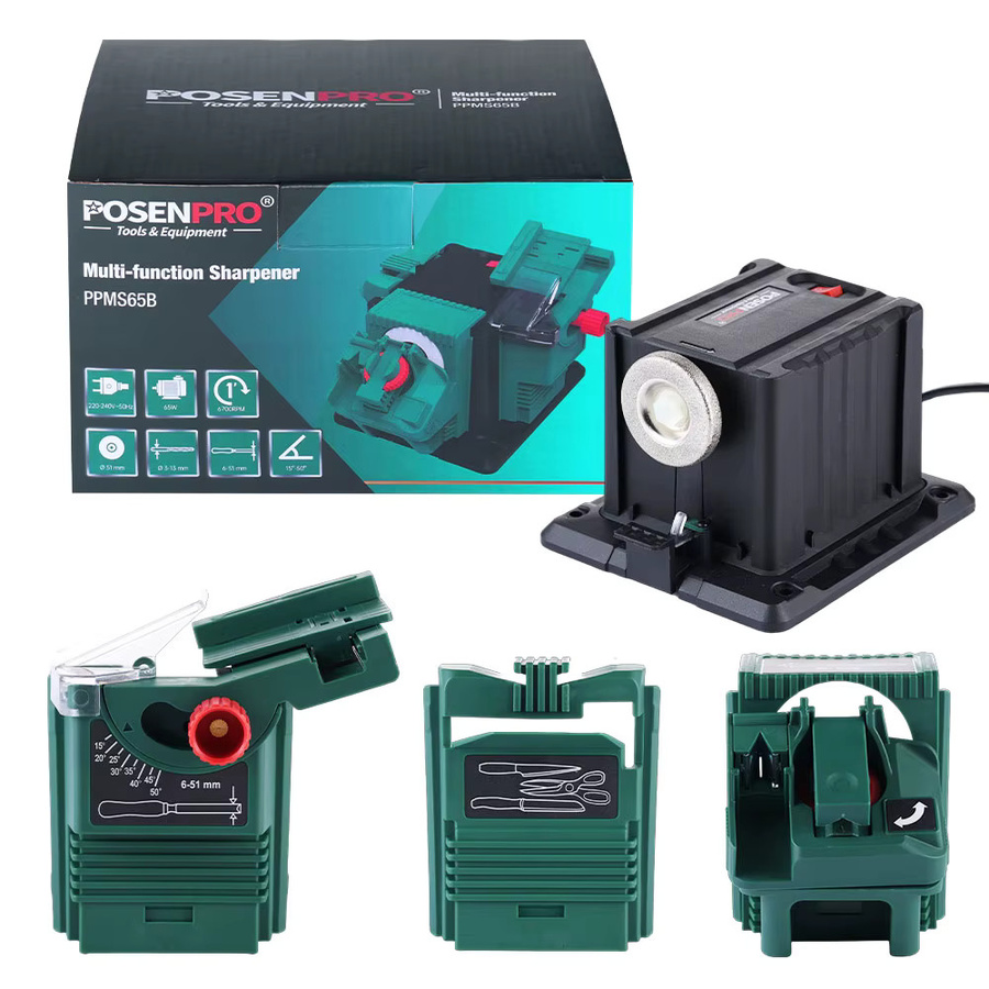 POSENPRO 65 W multifunktionaler elektrischer Tischschärfer zur Wartung von Meißeln und HSS-Bohrern, 220–240 V - Bild 4