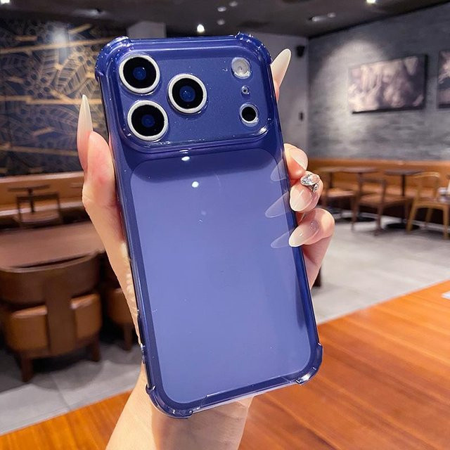 Transparente Silikon Schutzhülle für Apple iPhone 16 Pro Max und iPhone 15 Pro Max, weiche und stoßfeste Gel-Hülle in Blau und Transparent - Bild 1