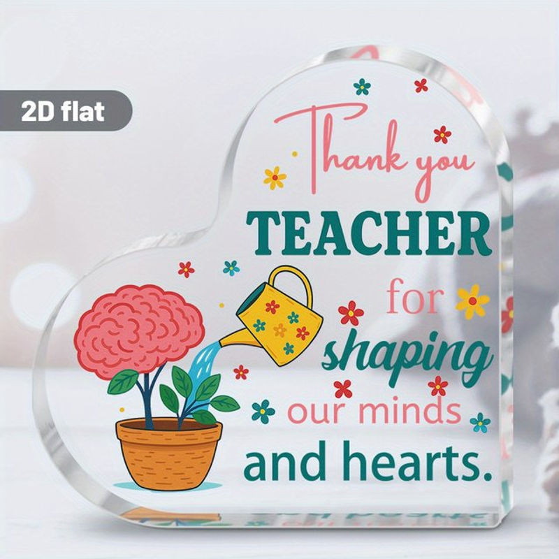 CIFBUY 2D Herz-Acrylschild als Dankeschön-Dekoration in Transparent und Weiß mit Typografie-Design - Bild 1