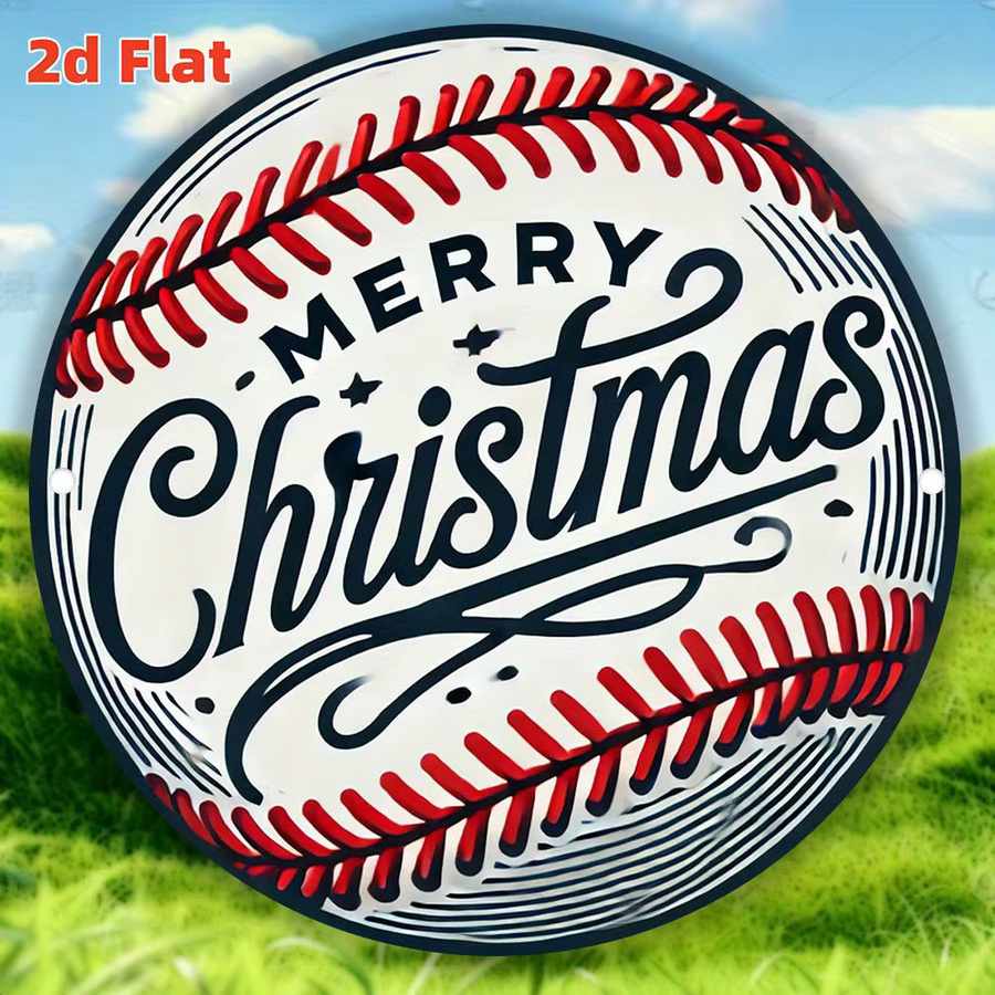 Potdemiel Retro Wandschild Weihnachten Baseball Motiv aus Metall, B/H: 20,32 x 20,32 cm, Mehrfarbig - Bild 4