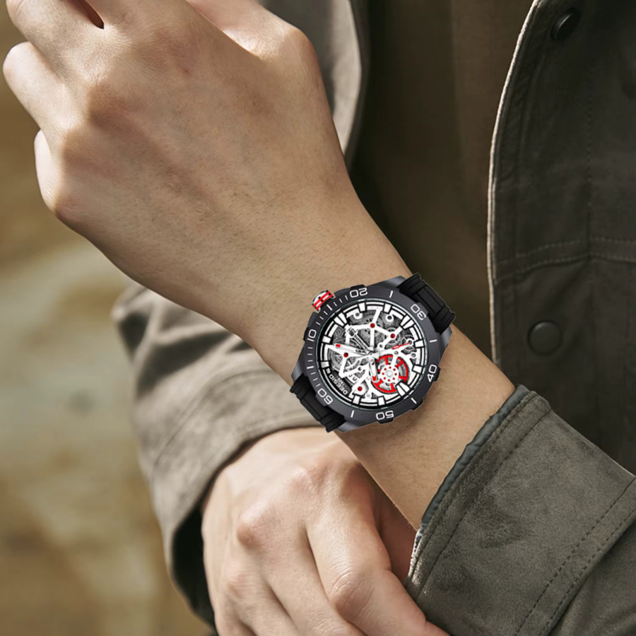 Deesio Armbanduhr Herren, Automatik, Kohlefaser, Schwarz, Analoguhr - Bild 2