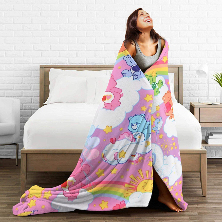ZX Blanket Flanell Tagesdecke mit Cartoon Glücksbären Motiv in Multicolor, B/B/H: 203 x 152 cm - Bild 1