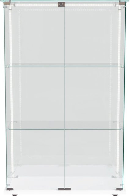 PXloue Vitrinenschrank mit LED-Beleuchtung und Glastüren in Weiß, B/T/H: 78,5 x 35 x 123 cm - Bild 1