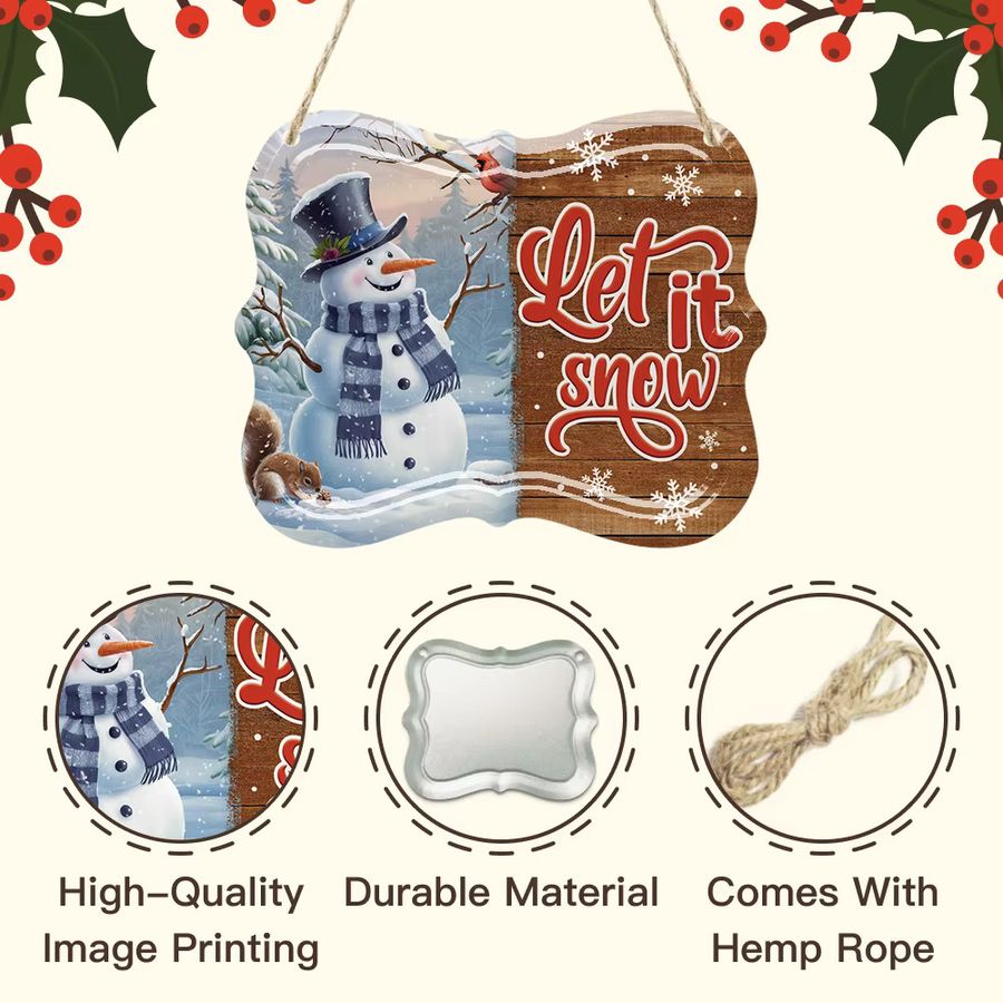 Putuo Decor Vintage Metallblechschild Let It Snow Wandkunst für Weihnachten - Bild 3