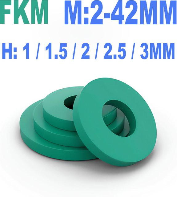 YONGXU Flachdichtung aus FKM Fluorkautschuk in Grün, ID2-ID42, H1,5-H3mm - Bild 1