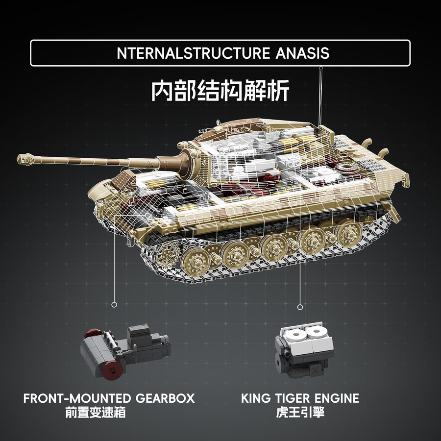 Linyi toy Tiger King Gepanzertes Kampffahrzeug Armeestil Bausteine-Set - Bild 2