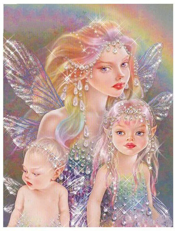 FIYO Diamond Painting Set 5D DIY mit Motiv Mutter und Baby, Rundes Stickbild in Mehrfarbig, B/H: 30 x 20 cm - Bild 1