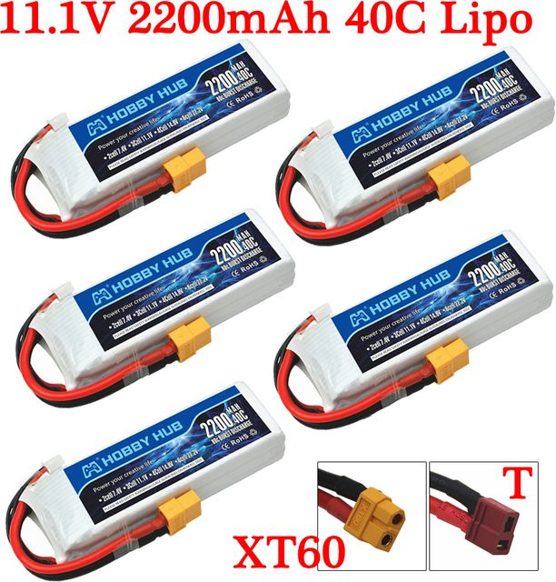 Hobby Hub LiPo-Batterie 11,1 V 3S mit 2200 mAh für RC-Auto, Flugzeug und Drohne - Bild 1