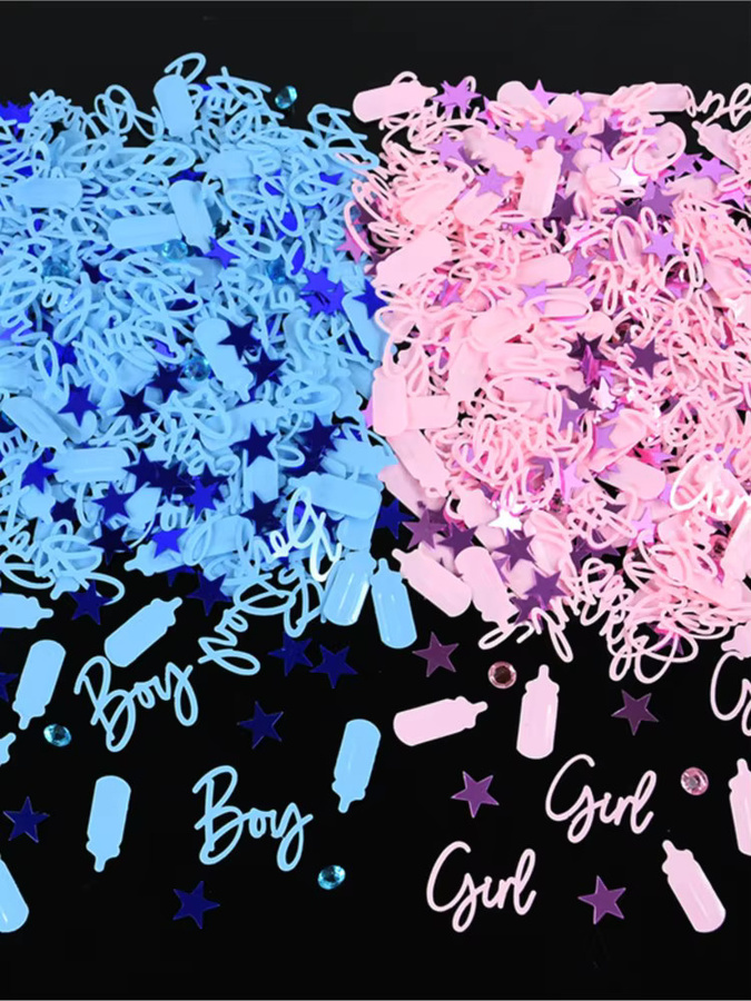 Rosa und blaue Sternen-Konfetti Pailletten für Babyparty und Geburtstag, 15 g - Bild 2