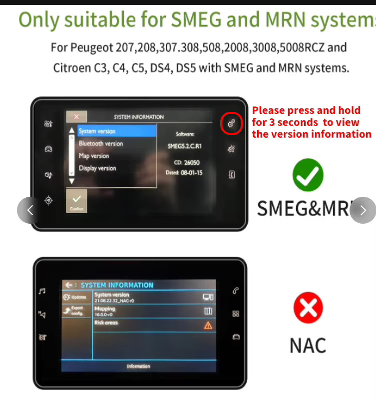 AUTOABC Wireless CarPlay und Android Auto Modul mit Mirror Link für Peugeot 208 308 508 3008 sowie Citroen C4 DS3 DS4 DS5 SMEG MRN Multimediasysteme - Bild 6