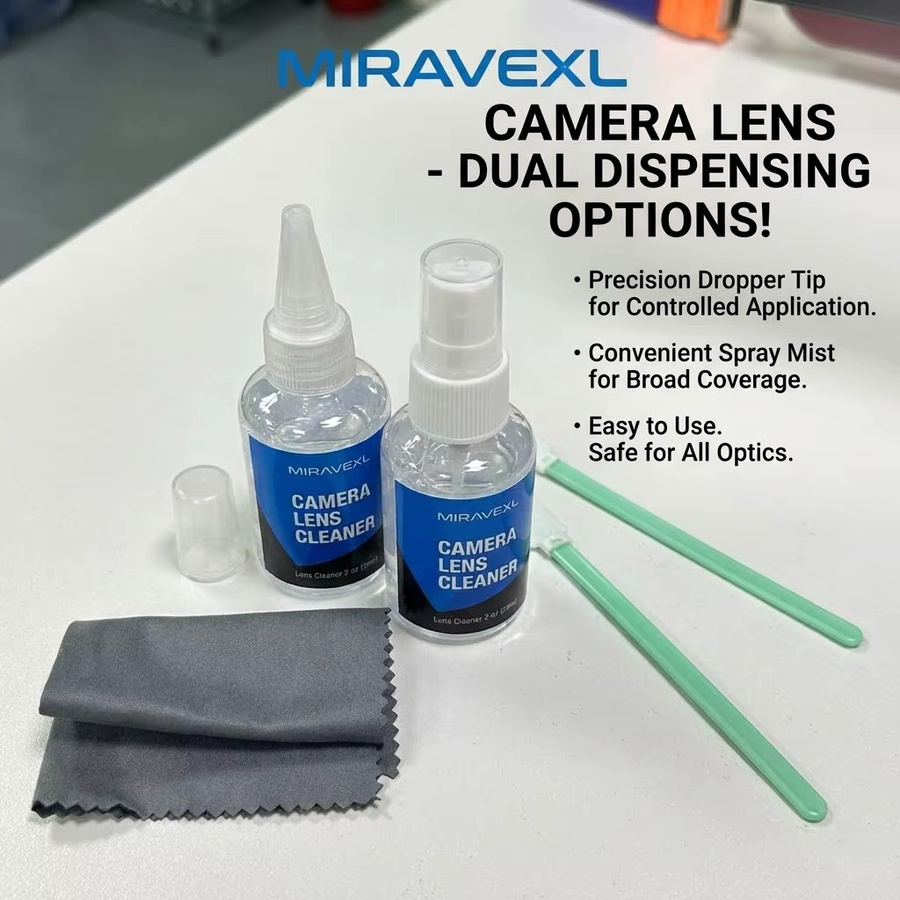 MIRAVEXL Kameraobjektiv-Reinigungsset mit Mikrofasertuch, Sensor-Reinigungstupfer und Doppelsprühflasche für DSLR, Brillen, VR-Bildschirme und Optiken, Mehrfarbig - Bild 5